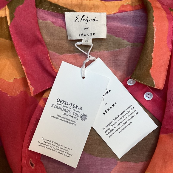NWT Sezane S Podgurska Made in Portugal Blouse Button Up - Picture 7 of 11
